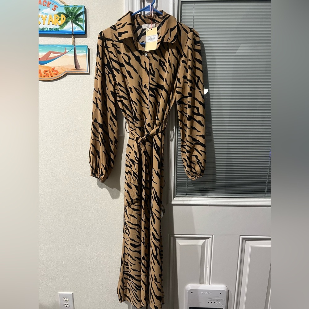 Caroline New Camel Dress with Pockets